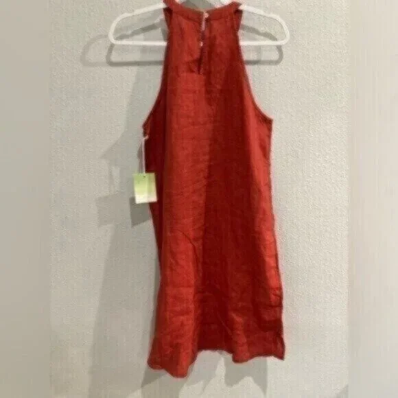 Sigrid Olsen Linen Neutral Strap Dress Mini Boho Mod Casual - Picture 6 of 6